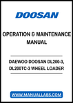 DAEWOO DOOSAN DL200-3, DL200TC-3 WHEEL LOADER OPERATION & MAINTENANCE MANUAL - PDF FILE