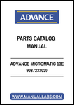 ADVANCE MICROMATIC 13E 9087233020 PARTS CATALOG MANUAL - PDF FILE
