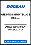 DAEWOO DOOSAN SOLAR 290LL EXCAVATOR OPERATION & MAINTENANCE MANUAL - PDF FILE