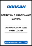 DAEWOO DOOSAN DL220 WHEEL LOADER OPERATION & MAINTENANCE MANUAL - PDF FILE