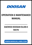 DAEWOO DOOSAN DL220-3 WAYN OPERATION & MAINTENANCE MANUAL - PDF FILE