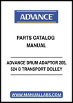 ADVANCE DRUM ADAPTOR 205, 524 & TRANSPORT DOLLEY PARTS CATALOG MANUAL - PDF FILE