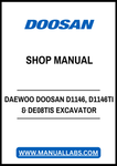DAEWOO DOOSAN D1146, D1146TI & DE08TIS EXCAVATOR DIESEL ENGINE SHOP MANUAL - PDF FILE
