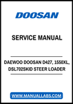 DAEWOO DOOSAN D427, 1550XL, DSL702SKID STEER LOADER SERVICE MANUAL - PDF FILE