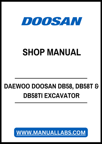 DAEWOO DOOSAN DB58, DB58T & DB58TI EXCAVATOR DIESEL ENGINE SHOP MANUAL - PDF FILE
