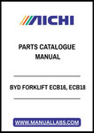 BYD FORKLIFT ECB16, ECB18 PARTS CATALOGUE MANUAL - PDF FILE