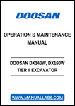 DOOSAN DX140W, DX160W TIER II EXCAVATOR OPERATION & MAINTENANCE MANUAL - PDF FILE