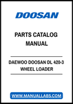 DAEWOO DOOSAN DL 420-3 WHEEL LOADER PARTS CATALOG MANUAL - PDF FILE