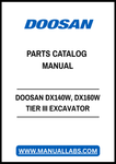DOOSAN DX140W, DX160W TIER III EXCAVATOR PARTS CATALOG MANUAL - PDF FILE