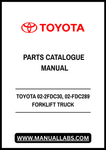 TOYOTA 02-2FDC30, 02-FDC289 FORKLIFT TRUCK PARTS CATALOGUE MANUAL - PDF FILE