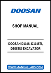 DOOSAN D1146, D1146TI, DE08TIS EXCAVATOR DIESEL ENGINE SHOP MANUAL - PDF FILE