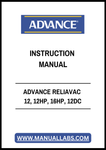 ADVANCE RELIAVAC 12, 12HP, 16HP, 12DC INSTRUCTION MANUAL - PDF FILE