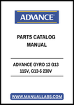 ADVANCE GYRO 13 G13 115V, G13-5 230V PARTS CATALOG MANUAL - PDF FILE