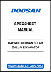 DAEWOO DOOSAN SOLAR 220LL-V EXCAVATOR LOG LOADER ENGINE SPECSHEET MANUAL - PDF FILE