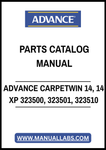 ADVANCE CARPETWIN 14, 14 XP 323500, 323501, 323510 PARTS CATALOG MANUAL - PDF FILE
