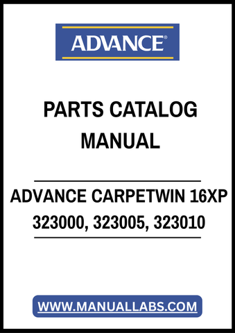 ADVANCE CARPETWIN 16XP 323000, 323005, 323010 PARTS CATALOG MANUAL - PDF FILE