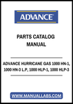 ADVANCE HURRICANE GAS 1000 HN-1, 1000 HN-3 L.P, 1000 HLP-1, 1000 HLP-3 PARTS CATALOG MANUAL - PDF FILE