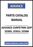 ADVANCE CARPETWIN 16XP 323002, 323015, 323006 PARTS CATALOG MANUAL - PDF FILE
