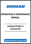 DOOSAN DX180LC-3 EXCAVATOR OPERATIONS & MAINTENANCE MANUAL - PDF FILE