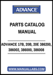 ADVANCE CONVERTAMATIC 17B, 20B, 20E 386200, 386002, 386000, 386008 PARTS CATALOG MANUAL - PDF FILE