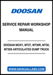 DOOSAN MOXY, MT27, MT30R, MT30, MT30S ARTICULATED DUMP TRUCK SERVICE REPAIR WORKSHOP MANUAL - PDF FILE
