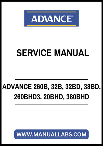 ADVANCE CONVERTAMATIC 260B, 32B, 32BD, 38BD, 260BHD3, 20BHD, 380BHD SERVICE MANUAL – PDF FILE