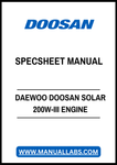 DAEWOO DOOSAN SOLAR 200W-III ENGINE SPECSHEET MANUAL - PDF FILE
