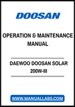 DAEWOO DOOSAN SOLAR 200W-III OPERATION & MAINTENANCE MANUAL - PDF FILE