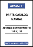 ADVANCE CONVERTAMATIC 285LX, 285 PARTS CATALOG MANUAL - PDF FILE