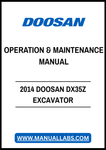 2014 DOOSAN DX35Z EXCAVATOR OPERATION & MAINTENANCE MANUAL - PDF FILE