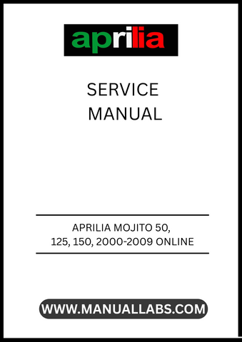 UNLOCK THE FULL POTENTIAL OF YOUR APRILIA MOJITO WITH OUR COMPREHENSIVE ONLINE SERVICE MANUAL, COVERING MODELS FROM 2000 TO 2009. THIS PDF FILE IS YOUR GO-TO RESOURCE FOR DETAILED MAINTENANCE AND REPAIR INSTRUCTIONS, ENSURING YOUR SCOOTER RUNS SMOOTHLY AND EFFICIENTLY. 