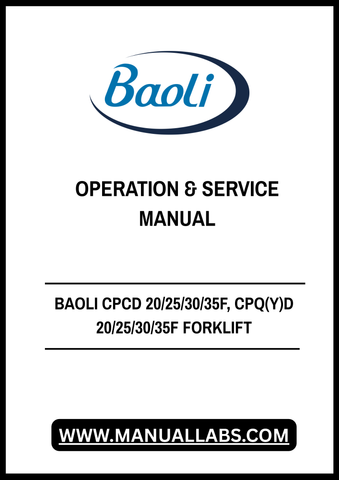Unlock the full potential of your BAOLI CPCD and CPQ(Y)D forklifts with our comprehensive Operation & Service Manual. This PDF file is designed to provide you with essential insights and detailed instructions for optimal forklift operation, ensuring safety and efficiency in your workplace.