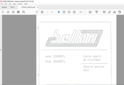 Discover the essential BELLON D5000FL and D6000FL Spare Parts Catalogue Manual, now available in a convenient PDF format. This comprehensive guide is designed to provide you with detailed information on all spare parts, ensuring you have everything you need for maintenance and repairs at your fingertips.