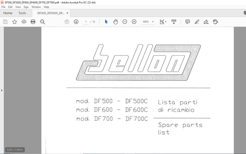 Discover the ultimate resource for maintaining your BELLON machinery with the DF500-DF500C, DF600-DF600C, and DF700-DF700C Spare Parts Catalogue Manual. This comprehensive PDF file is designed to provide you with detailed information on all essential spare parts, ensuring you have everything you need at your fingertips for efficient repairs and maintenance.