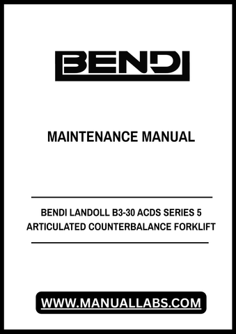 Discover the essential Bendi Landoll B3-30 ACDS Series 5 Articulated Counterbalance Forklift Maintenance Manual, now available in a convenient PDF format. This comprehensive guide is designed to help you maintain your forklift efficiently, ensuring optimal performance and longevity. With detailed instructions and diagrams, you can easily navigate through maintenance procedures and troubleshooting tips.