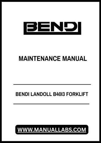 Discover the essential Bendi Landoll B40I3 Forklift Maintenance Manual (F-503-1010) in a convenient PDF format. This comprehensive guide is designed to help you maintain your forklift efficiently, ensuring optimal performance and longevity. With detailed instructions and diagrams, you can easily navigate through maintenance procedures and troubleshooting tips.
