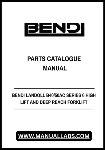 Discover the essential Bendi Landoll B40/50AC Series 6 High Lift and Deep Reach Forklift Parts Catalogue Manual, now available in a convenient PDF format. This comprehensive manual is designed to provide you with detailed information on parts and specifications, ensuring you have everything you need to maintain and repair your forklift efficiently.