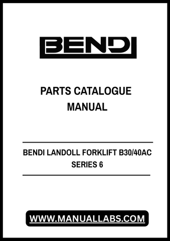 Discover the essential Bendi Landoll Forklift B30/40AC Series 6 Parts Catalogue Manual (F-1082-0720) in a convenient PDF format. This comprehensive manual is designed to provide you with detailed information on parts and components, ensuring you have everything you need for maintenance and repairs.