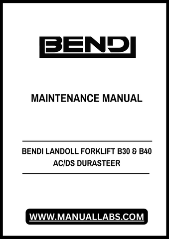 Discover the essential Bendi Landoll Forklift B30 & B40 AC/DS Durasteer Maintenance Manual (F-649-R0) in a convenient PDF format. This comprehensive guide is designed to provide you with all the necessary information to maintain and troubleshoot your forklift effectively, ensuring optimal performance and longevity.