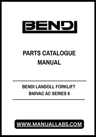 Discover the essential Bendi Landoll Forklift B40VAC AC Series 6 Parts Catalogue Manual (F-1088-0720) in a convenient PDF format. This comprehensive manual is designed to provide you with detailed information on parts and components, ensuring you have everything you need for maintenance and repairs.