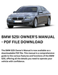 BMW 525I MANUAL