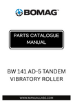 Discover the comprehensive BOMAG BW 141 AD-5 Tandem Vibratory Roller Parts Catalogue Manual, designed specifically for models 101921651001 to 101921659999. This essential resource provides detailed information on parts, ensuring you have everything you need to maintain and repair your equipment efficiently.