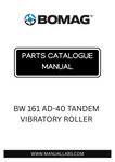 Discover the comprehensive BOMAG BW 161 AD-40 Tandem Vibratory Roller Parts Catalogue Manual, designed specifically for model 101920401001 - 101920401341. This essential resource provides detailed information on all parts, ensuring you have everything you need for maintenance and repairs.