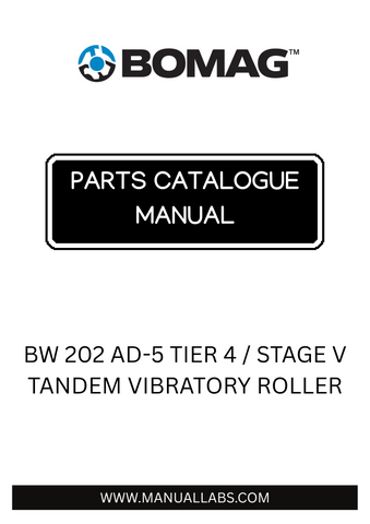 Discover the comprehensive BOMAG BW 202 AD-5 Tier 4 / Stage V Tandem Vibratory Roller Parts Catalogue Manual, designed specifically for model numbers 101921711001 to 101921719999. This essential resource provides detailed information on parts and components, ensuring you have everything you need for maintenance and repairs.