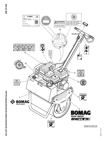 Bomag BW 55, BW 55 E Single Drum Vibratory Roller Parts Catalogue Manual 00826207 - PDF File Download