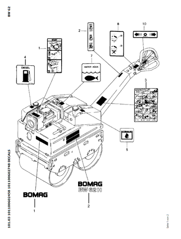 Bomag BW 62, BW 62 H Walk-behind Double Drum Vibrat.Roller Parts Catalogue Manual 00813671 - PDF File Download