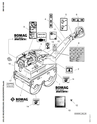 Bomag BW 65, BW 65 H Walk-behind Double Drum Vibrat.Roller Parts Catalogue Manual 00826075 - PDF File Download