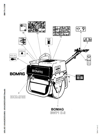 Bomag BW 71, BW 71 E-2 Single Drum Vibratory Roller Parts Catalogue Manual 00818081 - PDF File Download