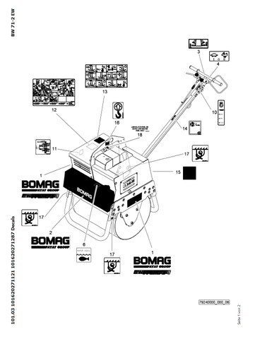 Download Complete Parts Catalogue Manual For Bomag BW 71, BW 71 E-2 Single Drum Vibratory Roller | Serial Number - 00818769 Pub. 101620271311