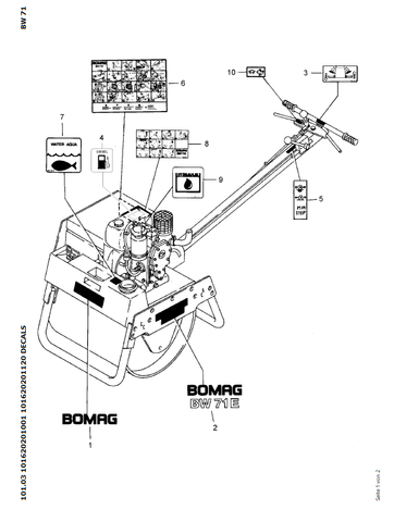 Bomag BW 71, BW 71 E Single Drum Vibratory Roller Parts Catalogue Manual 00811013 - PDF File Download